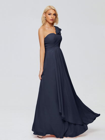 Kylie One-Shoulder Ruffles Chiffon Bridesmaid Dresses