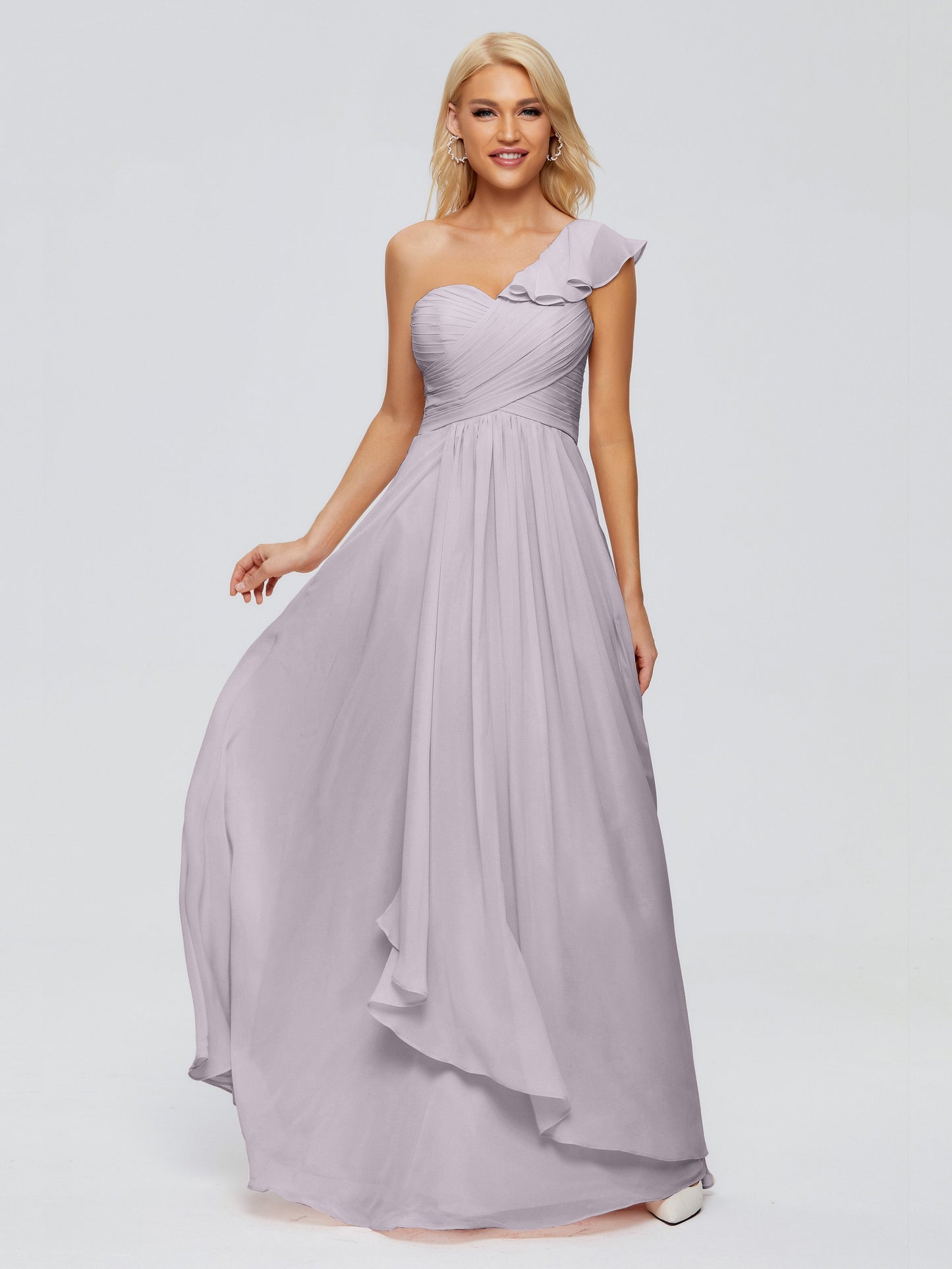 Kylie One-Shoulder Ruffles Chiffon Bridesmaid Dresses