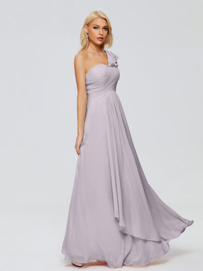 Kylie One-Shoulder Ruffles Chiffon Bridesmaid Dresses