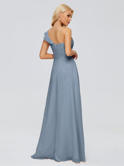 Kylie One-Shoulder Ruffles Chiffon Bridesmaid Dresses