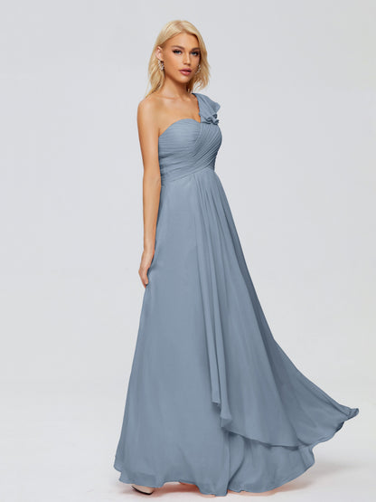 Kylie One-Shoulder Ruffles Chiffon Bridesmaid Dresses