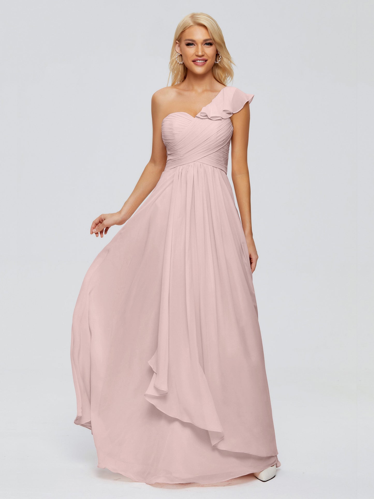 Kylie One-Shoulder Ruffles Chiffon Bridesmaid Dresses