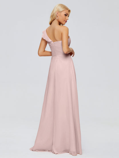 Kylie One-Shoulder Ruffles Chiffon Bridesmaid Dresses