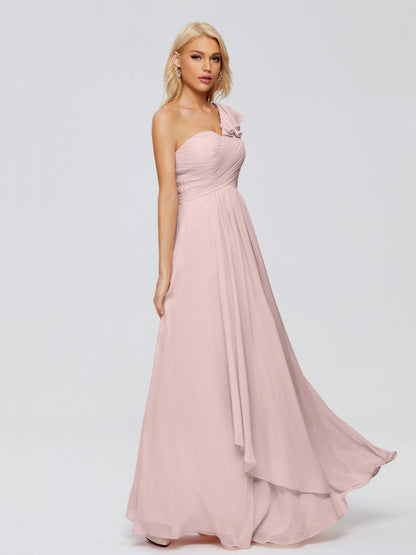 Kylie One-Shoulder Ruffles Chiffon Bridesmaid Dresses