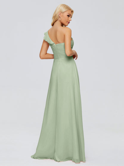 Kylie One-Shoulder Ruffles Chiffon Bridesmaid Dresses