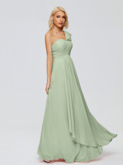 Kylie One-Shoulder Ruffles Chiffon Bridesmaid Dresses
