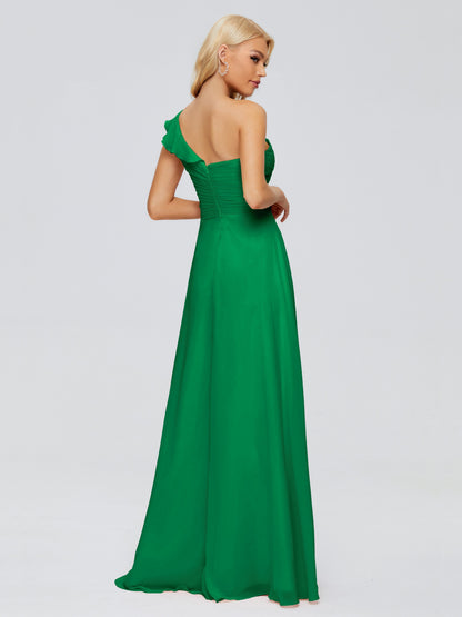 Kylie One-Shoulder Ruffles Chiffon Bridesmaid Dresses