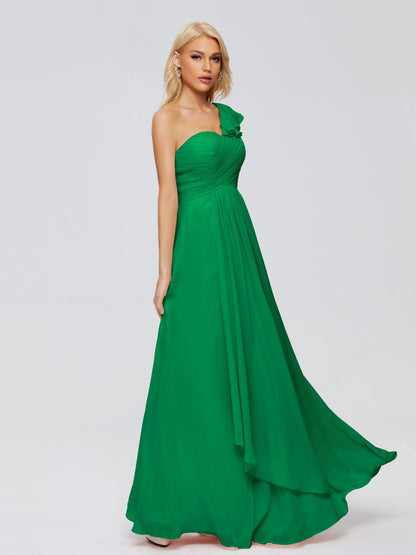 Kylie One-Shoulder Ruffles Chiffon Bridesmaid Dresses