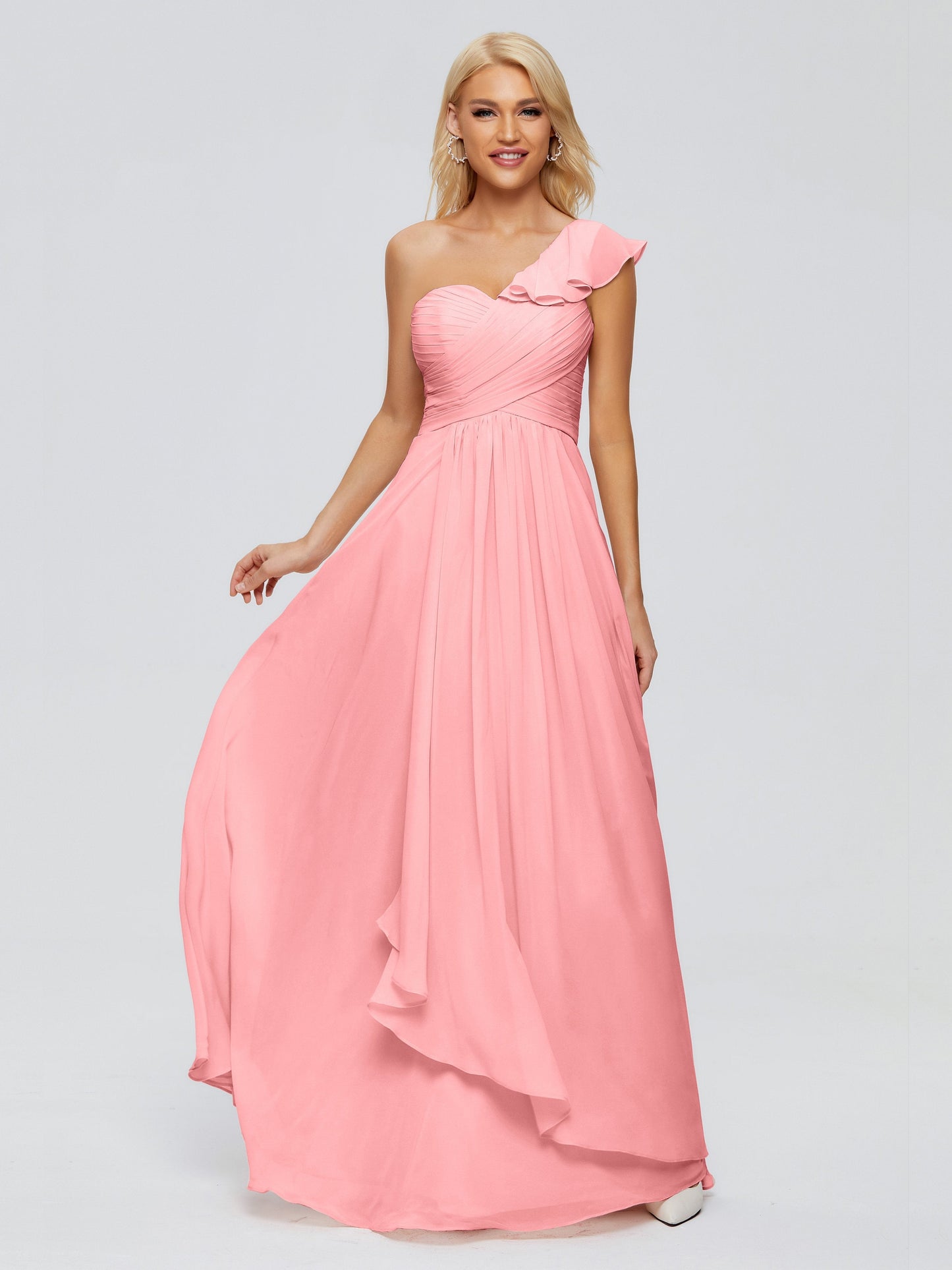 Kylie One-Shoulder Ruffles Chiffon Bridesmaid Dresses