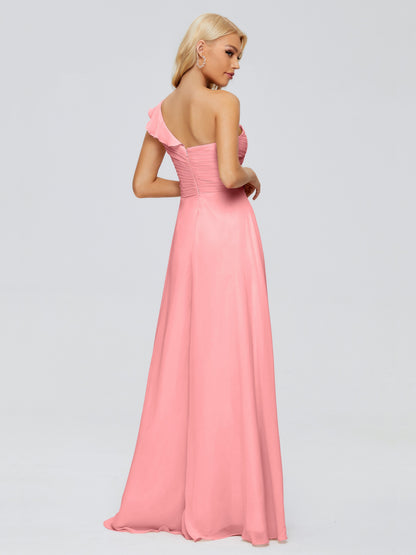 Kylie One-Shoulder Ruffles Chiffon Bridesmaid Dresses