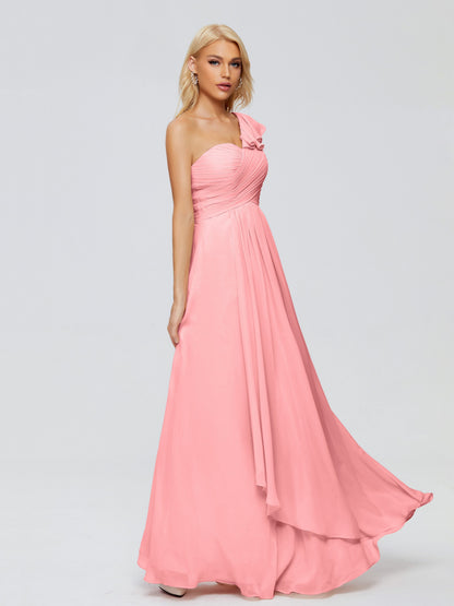 Kylie One-Shoulder Ruffles Chiffon Bridesmaid Dresses