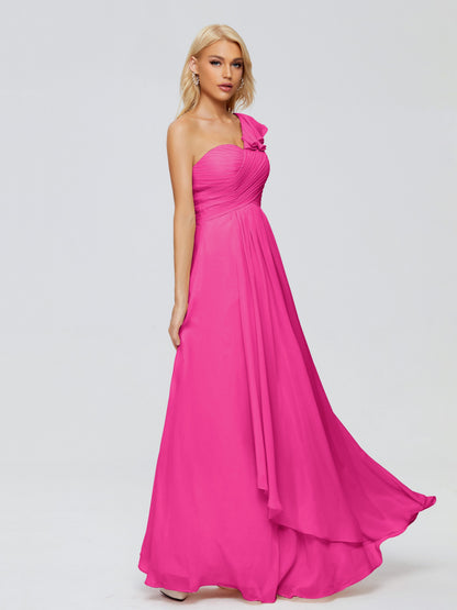 Kylie One-Shoulder Ruffles Chiffon Bridesmaid Dresses