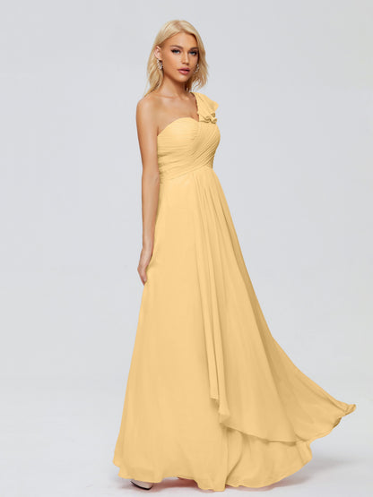 Kylie One-Shoulder Ruffles Chiffon Bridesmaid Dresses