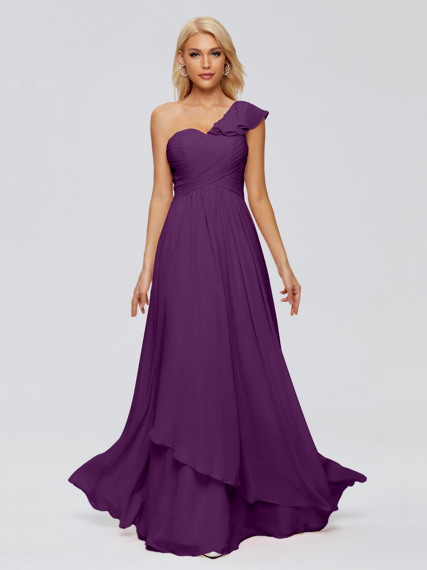 Kylie One-Shoulder Ruffles Chiffon Bridesmaid Dresses