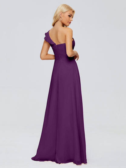 Kylie One-Shoulder Ruffles Chiffon Bridesmaid Dresses