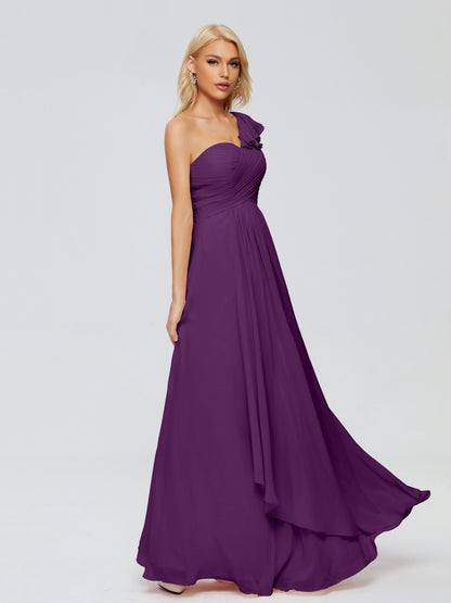 Kylie One-Shoulder Ruffles Chiffon Bridesmaid Dresses