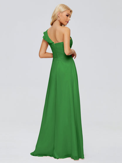 Kylie One-Shoulder Ruffles Chiffon Bridesmaid Dresses