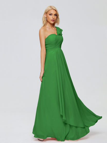 Kylie One-Shoulder Ruffles Chiffon Bridesmaid Dresses