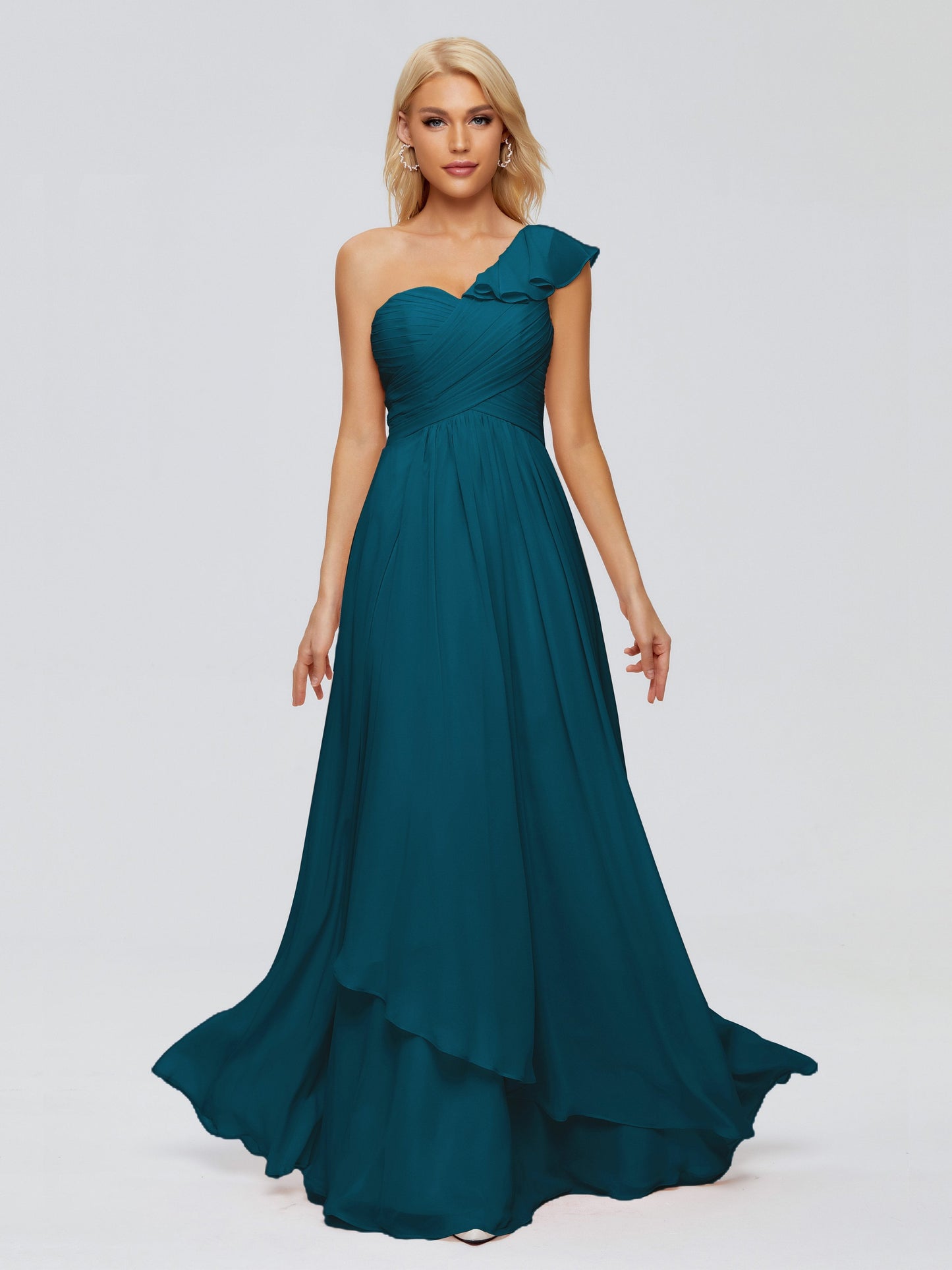 Kylie One-Shoulder Ruffles Chiffon Bridesmaid Dresses
