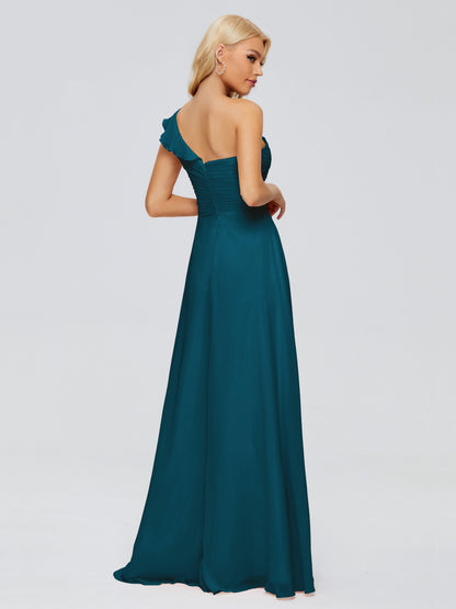 Kylie One-Shoulder Ruffles Chiffon Bridesmaid Dresses