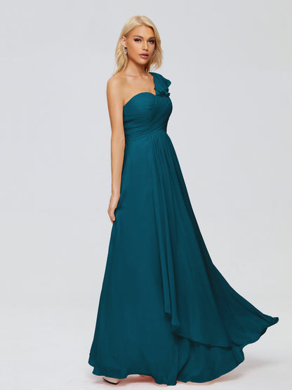 Kylie One-Shoulder Ruffles Chiffon Bridesmaid Dresses