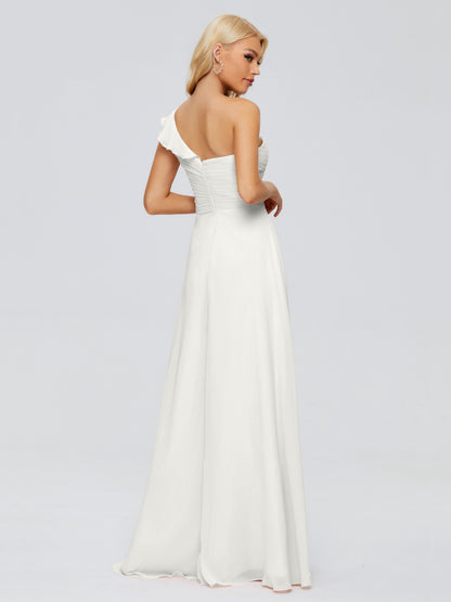 Kylie One-Shoulder Ruffles Chiffon Bridesmaid Dresses