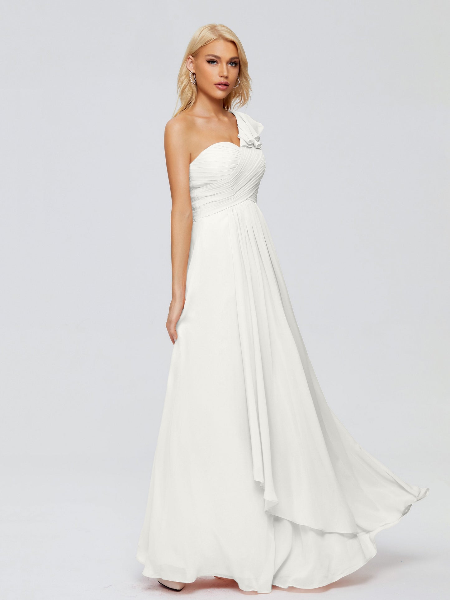 Kylie One-Shoulder Ruffles Chiffon Bridesmaid Dresses