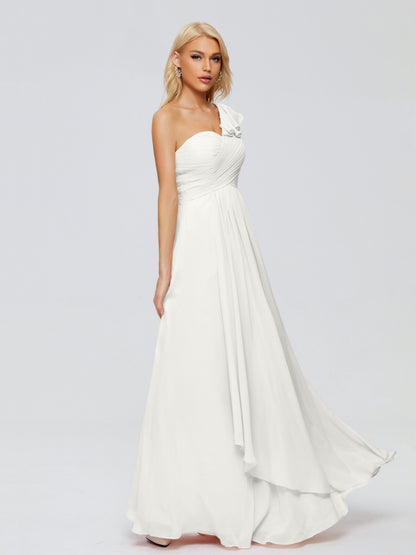 Kylie One-Shoulder Ruffles Chiffon Bridesmaid Dresses