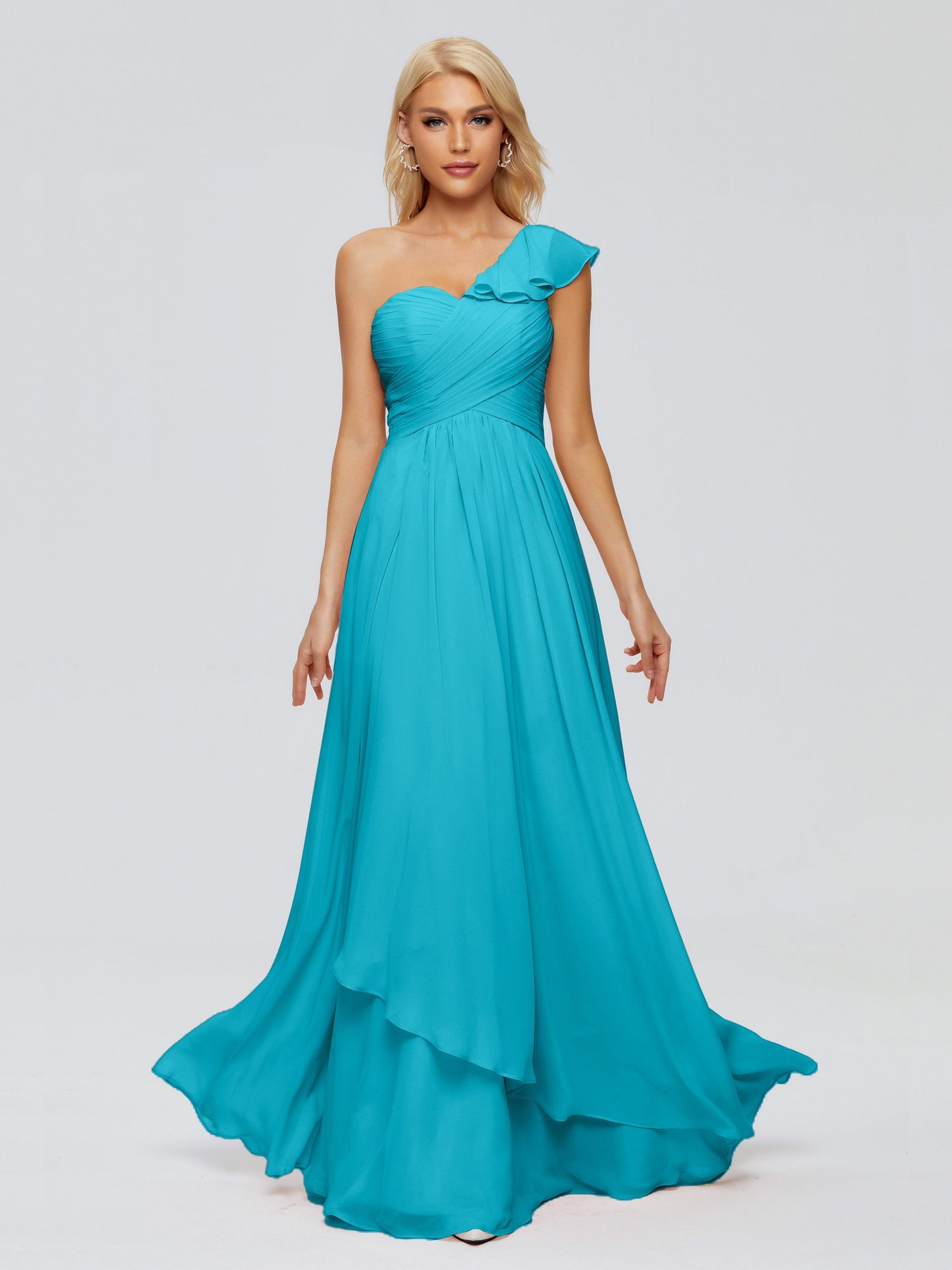 Kylie One-Shoulder Ruffles Chiffon Bridesmaid Dresses