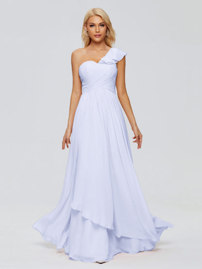Kylie One-Shoulder Ruffles Chiffon Bridesmaid Dresses