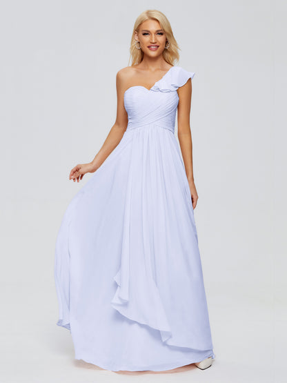 Kylie One-Shoulder Ruffles Chiffon Bridesmaid Dresses