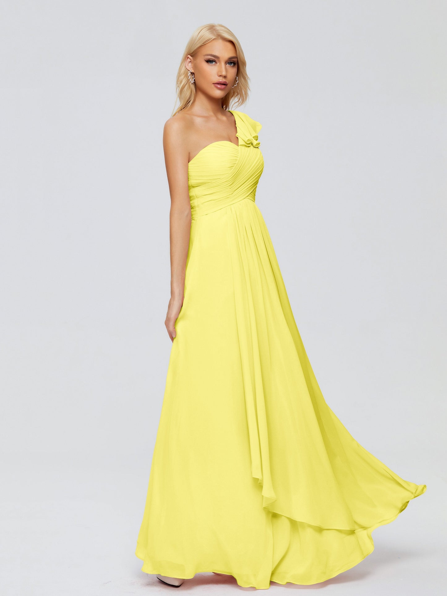 Kylie One-Shoulder Ruffles Chiffon Bridesmaid Dresses