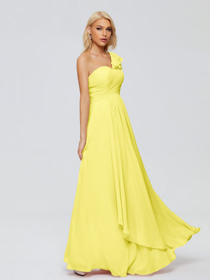 Kylie One-Shoulder Ruffles Chiffon Bridesmaid Dresses