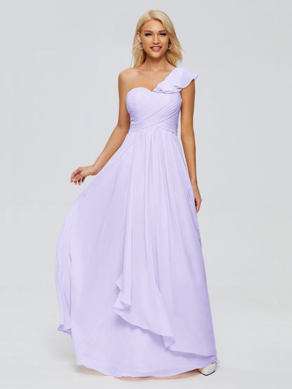 Kylie One-Shoulder Ruffles Chiffon Bridesmaid Dresses