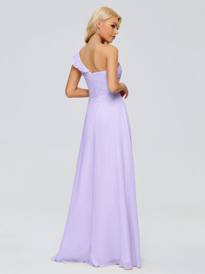 Kylie One-Shoulder Ruffles Chiffon Bridesmaid Dresses