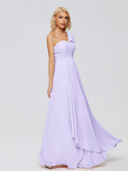 Kylie One-Shoulder Ruffles Chiffon Bridesmaid Dresses