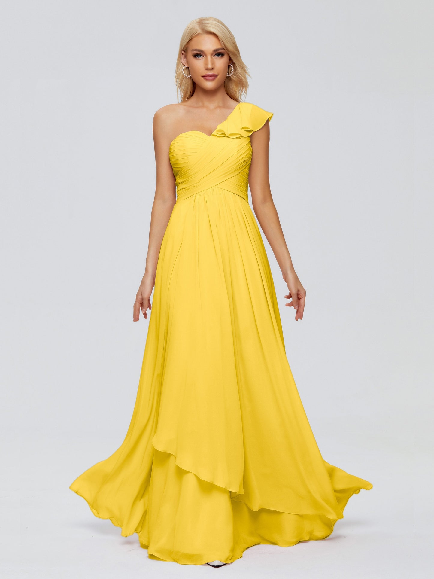 Kylie One-Shoulder Ruffles Chiffon Bridesmaid Dresses
