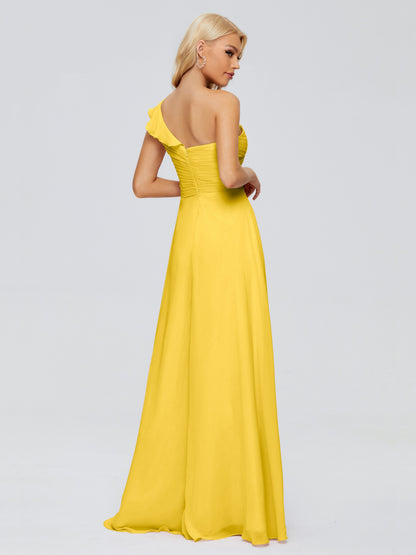 Kylie One-Shoulder Ruffles Chiffon Bridesmaid Dresses
