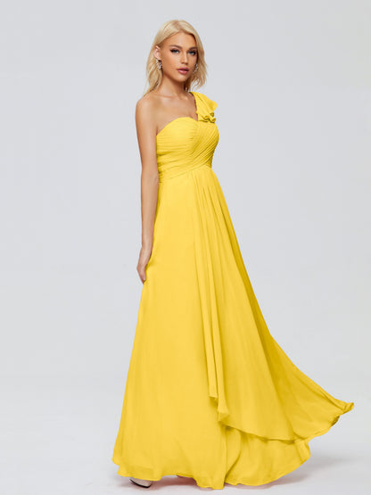 Kylie One-Shoulder Ruffles Chiffon Bridesmaid Dresses