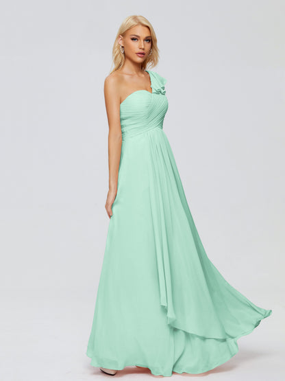 Kylie One-Shoulder Ruffles Chiffon Bridesmaid Dresses