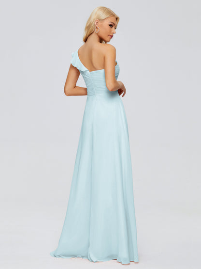 Kylie One-Shoulder Ruffles Chiffon Bridesmaid Dresses