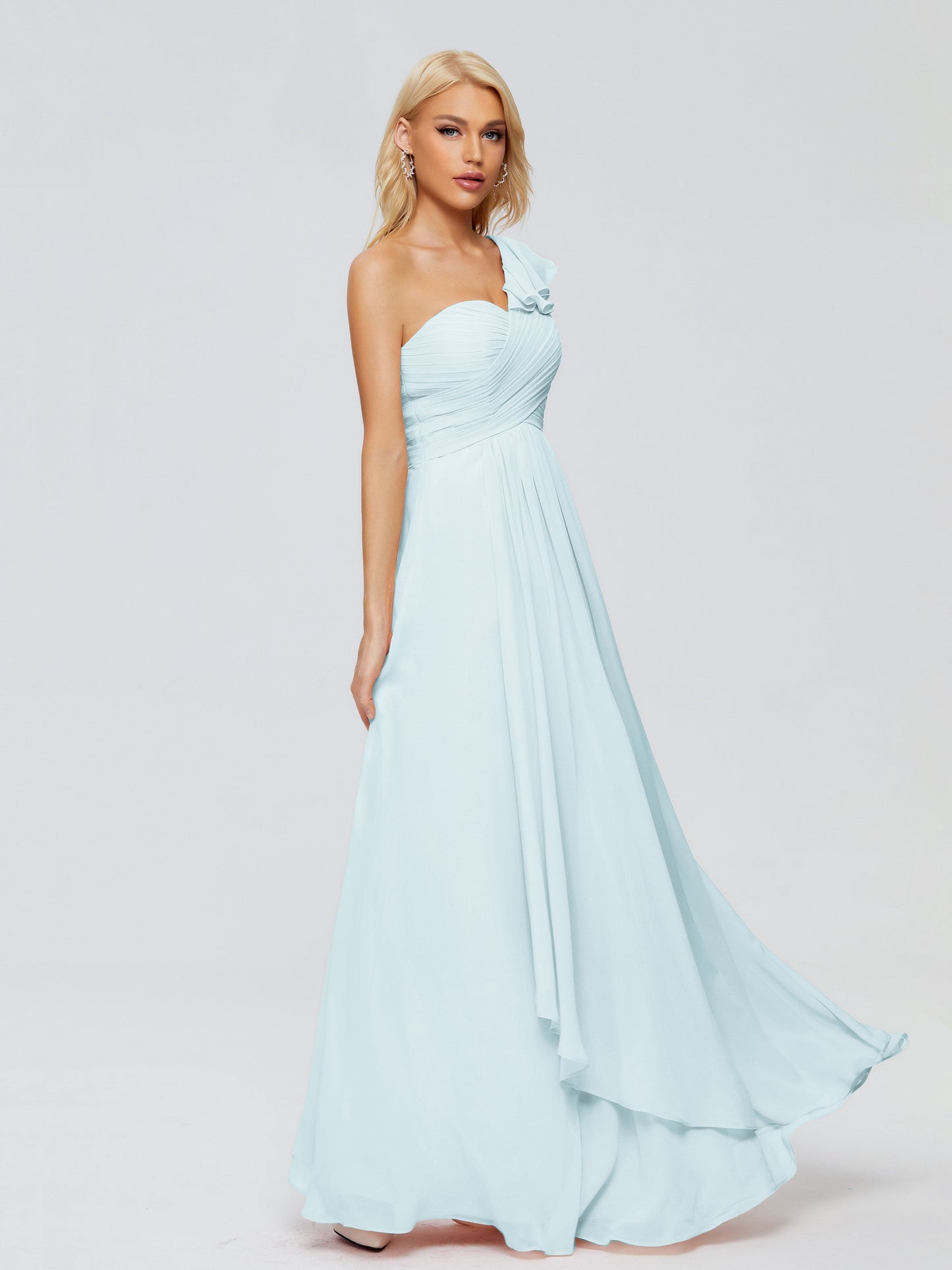 Kylie One-Shoulder Ruffles Chiffon Bridesmaid Dresses