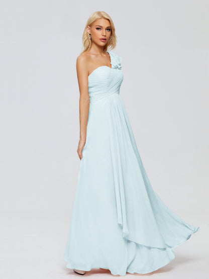 Kylie One-Shoulder Ruffles Chiffon Bridesmaid Dresses