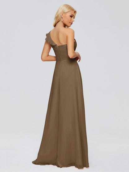 Kylie One-Shoulder Ruffles Chiffon Bridesmaid Dresses