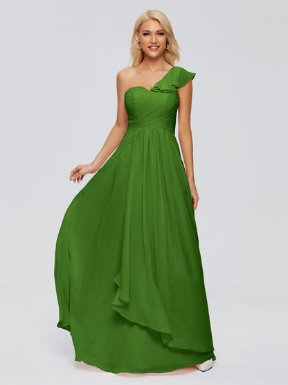 Kylie One-Shoulder Ruffles Chiffon Bridesmaid Dresses