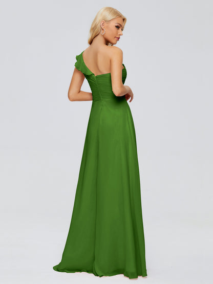 Kylie One-Shoulder Ruffles Chiffon Bridesmaid Dresses