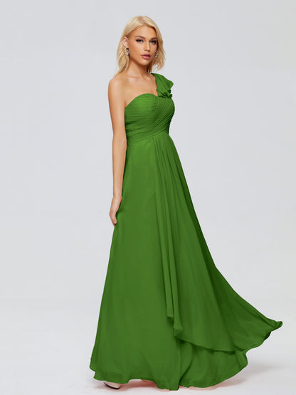 Kylie One-Shoulder Ruffles Chiffon Bridesmaid Dresses