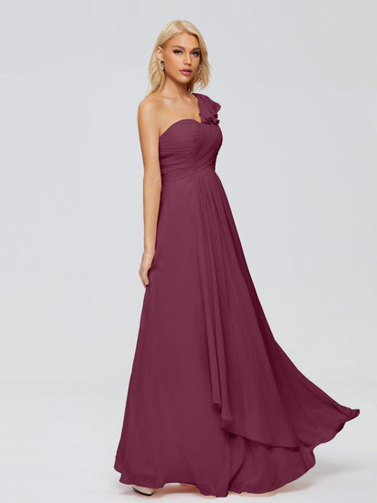 Kylie One-Shoulder Ruffles Chiffon Bridesmaid Dresses