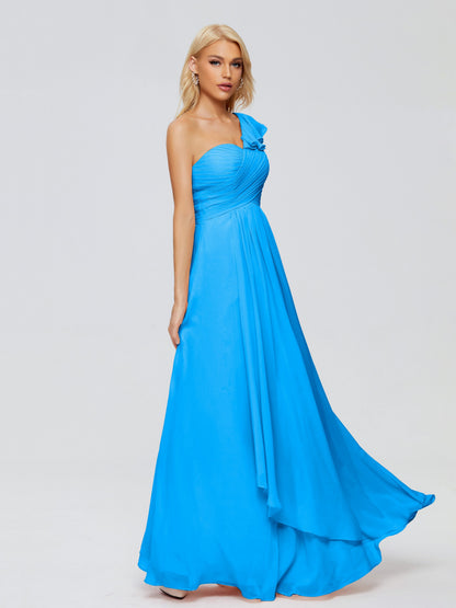 Kylie One-Shoulder Ruffles Chiffon Bridesmaid Dresses