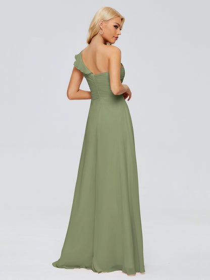 Kylie One-Shoulder Ruffles Chiffon Bridesmaid Dresses